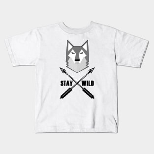 Stay Wild Wolf Wilderness Wolves Adventure Kids T-Shirt